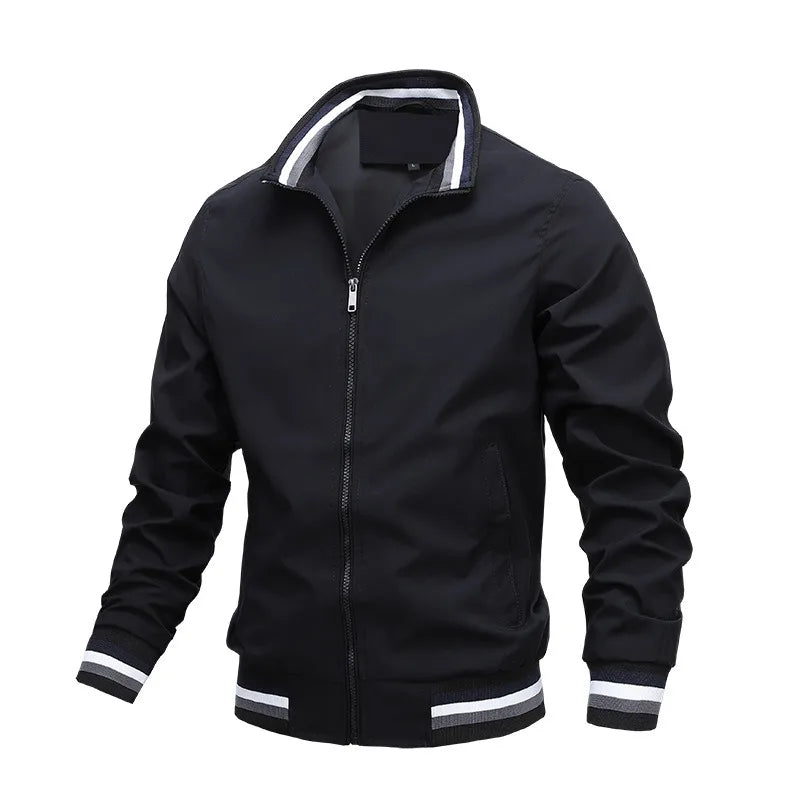 JUMPER Winter Men's Stand Collar Casual Zipper Jacket Outdoor Sports Coat Windbreaker Jacket for Men Waterproof Bomber