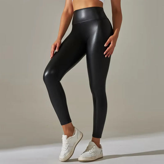Leggings  Women's Tight Pants With High Waist And Sexy Faux Leather Texture Long Pants With Leggings