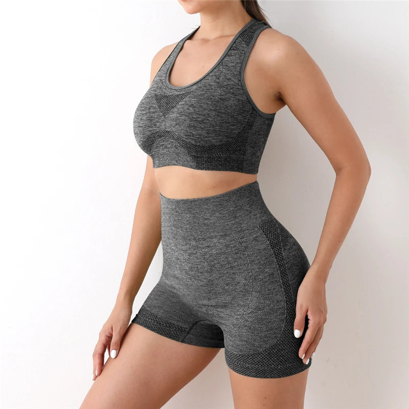 Legging 2PCS Seamless Women Yoga Set Workout Sportswear Gym Clothing Fitness Long Sleeve Crop Top High Waist Leggings Sports Suits