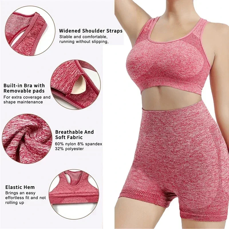 Legging Yoga Set Gym Shorts Women Sport Bras Brassiere Workout Tops for Women Yoga Clothes Fitness Leggings Gym Set Seamless Yoga Sets