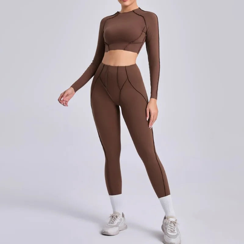 Legging Seamless Yoga Sets Sports Fitness Hip-lifting High Waist Skinny Long-sleeved Suit Running Workout Gym Leggings Sets for Women