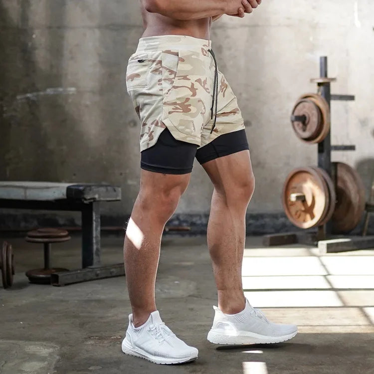 Shorts Camo Running Shorts Men Gym Sports Shorts 2 In 1 Quick Dry Workout Training Gym Fitness Jogging Short Pants Summer Men Shorts