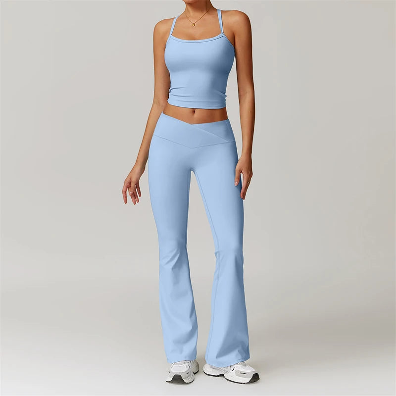 Legging 2 Piece Yoga Clothes Women's Tracksuit Athletic Wear Pilates Fitness Suit Gym Workout Sets Push Up Sports Bra Leggings Suit