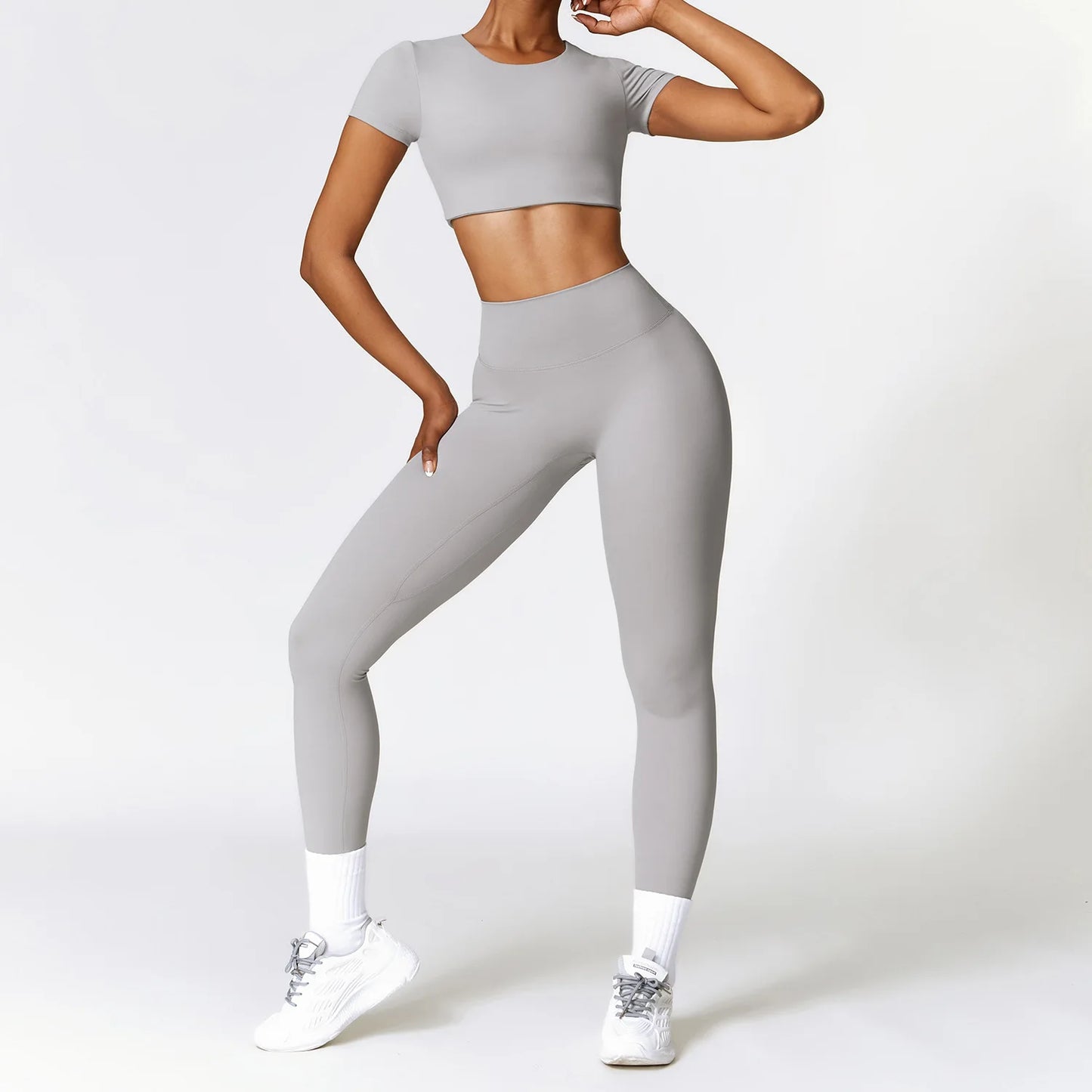 Legging 2PCS Seamless Yoga Set Women Workout Set Sportswear Gym Clothing Fitness Long Sleeve Crop Top High Waist Leggings Sports Suits