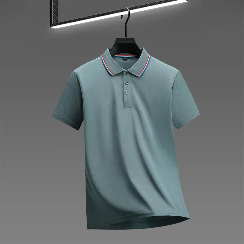 Polo New Men's Casual Solid Color Short Sleeved Polo Shirt Summer Fashionable and Comfortable Versatile Top