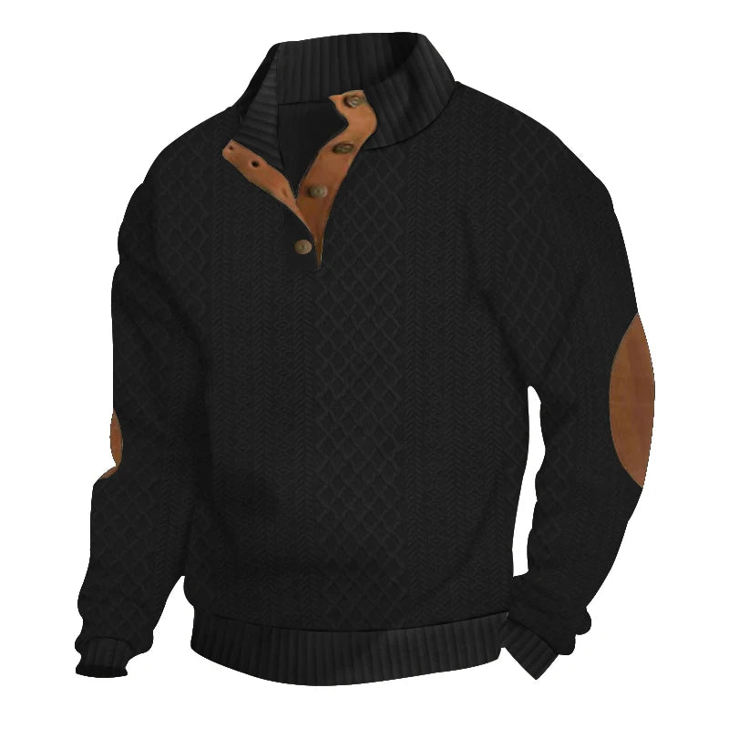 JUMPER bestselling euro code men's casual standing collar long-sleeved Jacquard knitted button-down sweater