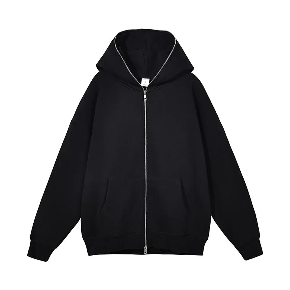 JUMPER Men's and women's full zip hooded jackets, zip hoodies, casual cardigans, streetwear hip-hop PVD, Y2K clothing, spring fashion