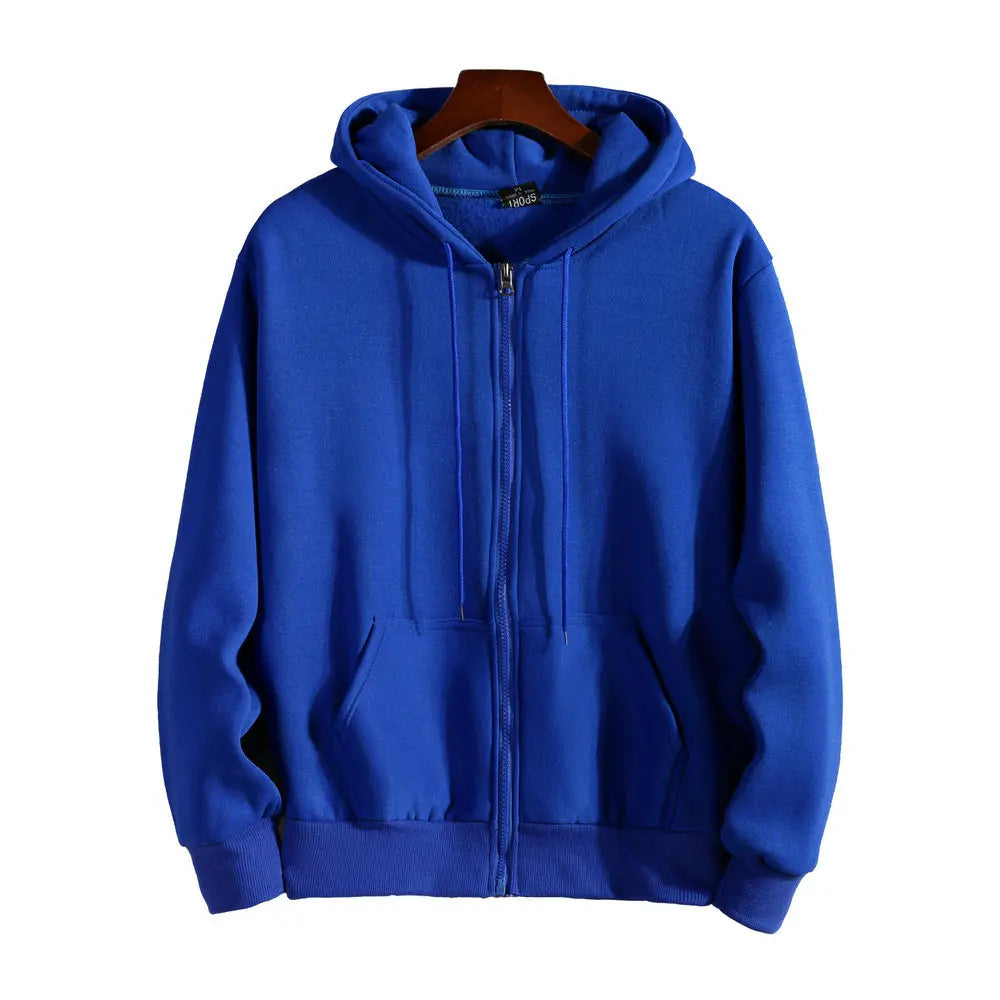 JUMPER Mens Womens Autumn Winter Zip Up Hooded Sweatshirt Casual Sportswear Drop Shoulder Loose Fit Street Fashion
