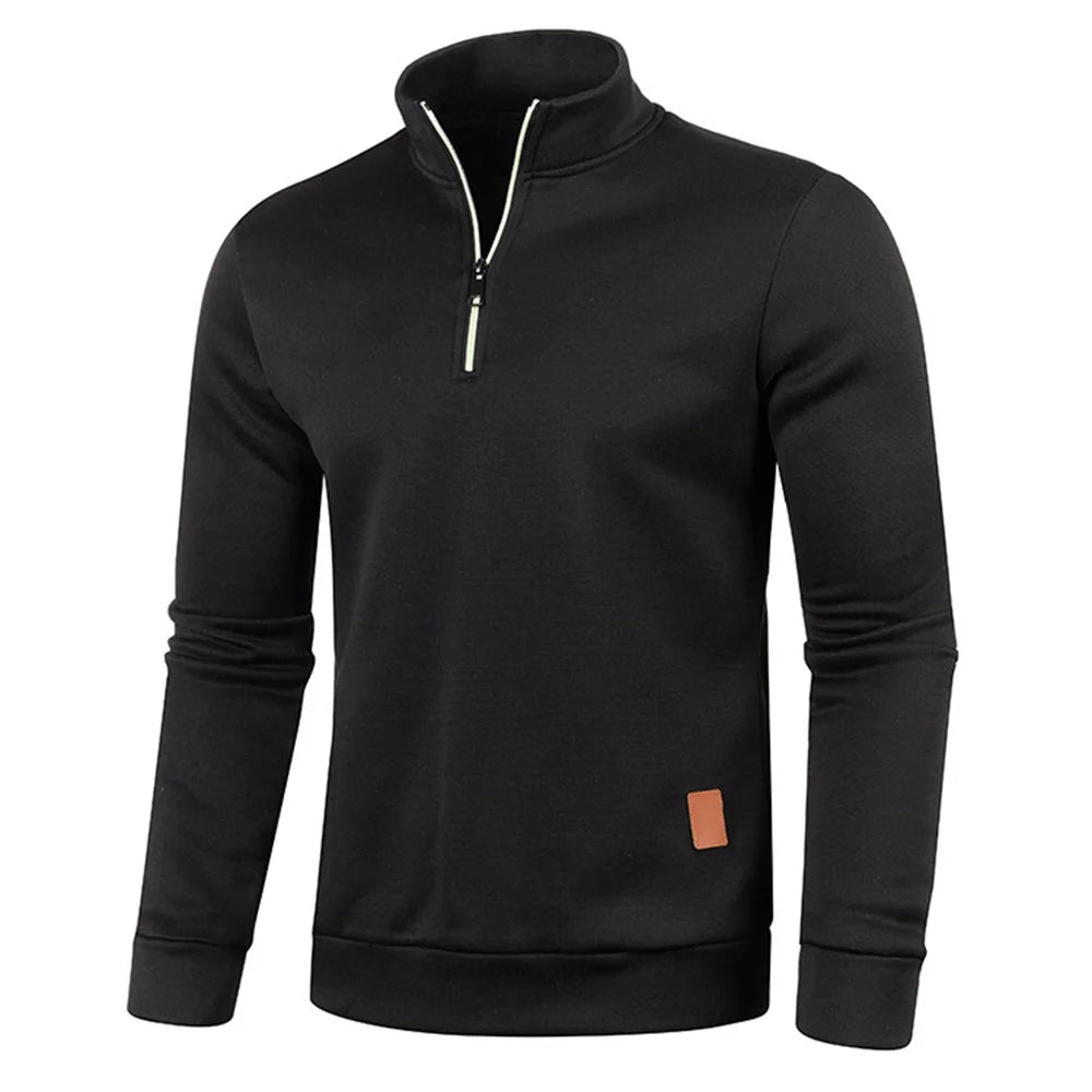 JUMPER Men Sweatshirts Spring Thicker Pullover Half Zipper Pullover for Male Hoody Outdoor Sweatshir Autumn Solid Color Turtleneck Swea