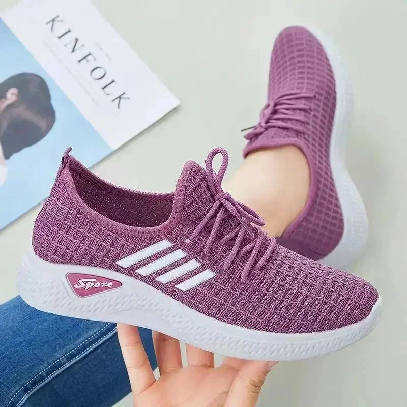 Women Sneakers Mesh Low-Top Running Sneakers with Air Mesh for Spring and Summer Women Flat Shoes