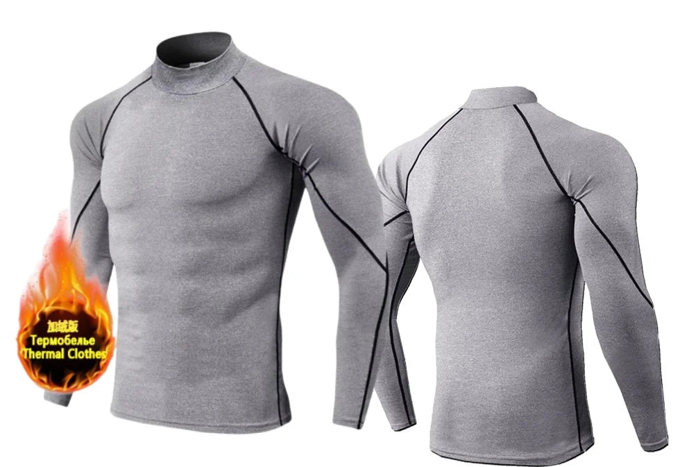 T-shirts Winter Man Compression Shirt Cycling Clothing Warmth Shirt Warm Bottoming Shirt Men Compression T-Shirt Gym Sportswear 2024 New
