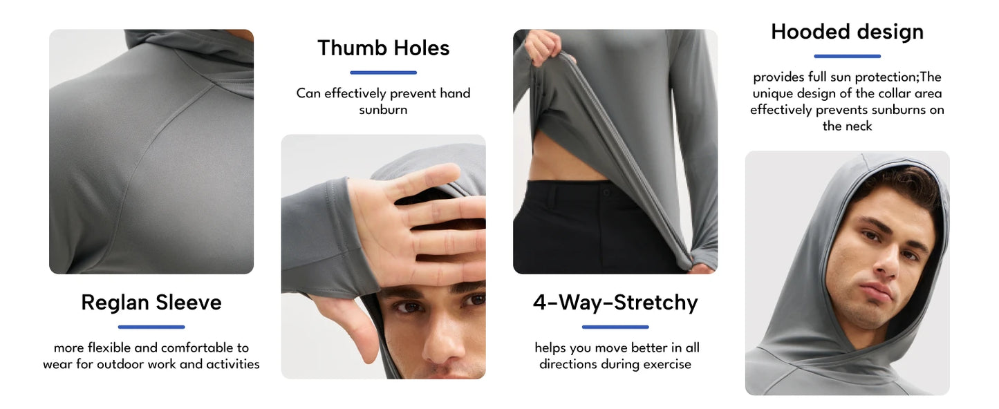 Men Short Sleeve Lightweight Quick Dry Sun Shirts Hiking Workout Running Tee Shirts Hoodies