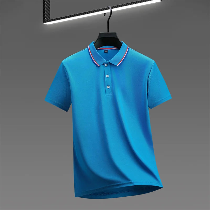 Polo New Men's Casual Solid Color Short Sleeved Polo Shirt Summer Fashionable and Comfortable Versatile Top