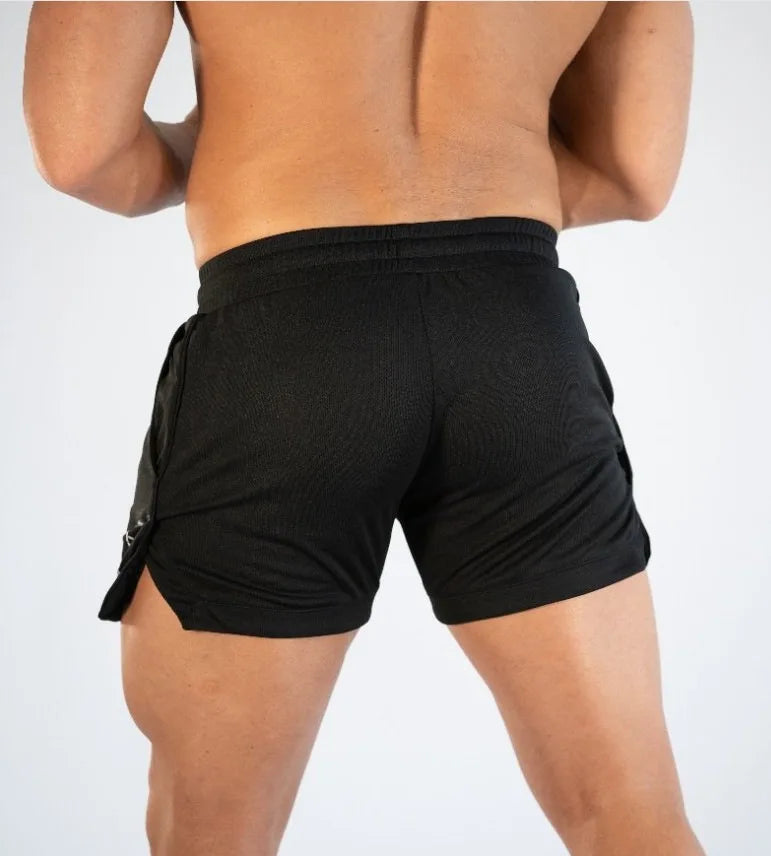 Shorts  men's breathable trend muscle fitness training three point pants running casual sports shorts
