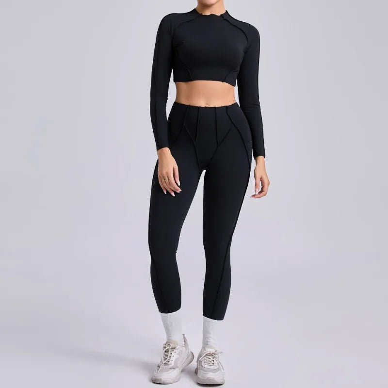 Legging Seamless Yoga Sets Sports Fitness Hip-lifting High Waist Skinny Long-sleeved Suit Running Workout Gym Leggings Sets for Women