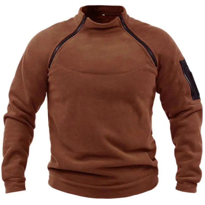 JUMPER Mens Tactical Pullover Casual Military Sweatshirt Fleece Jacket Standing Collar Pullover Solid Color Sweater Windproof Clothes