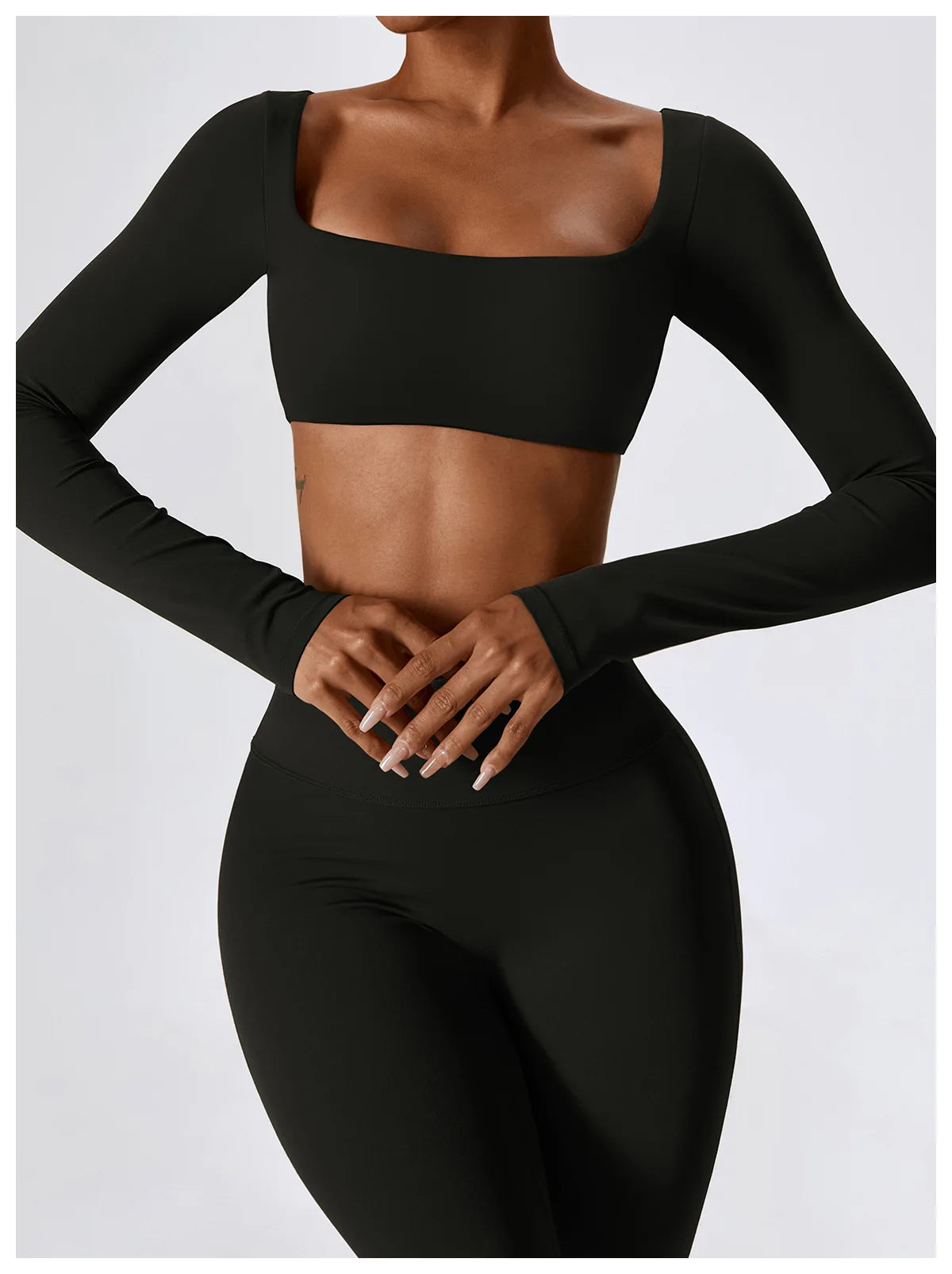Legging Yoga Set 2PCS Seamless Women Sportswear Workout Clothes Athletic Wear Gym Legging Fitness Bra Crop Top Long Sleeve Sports Suits