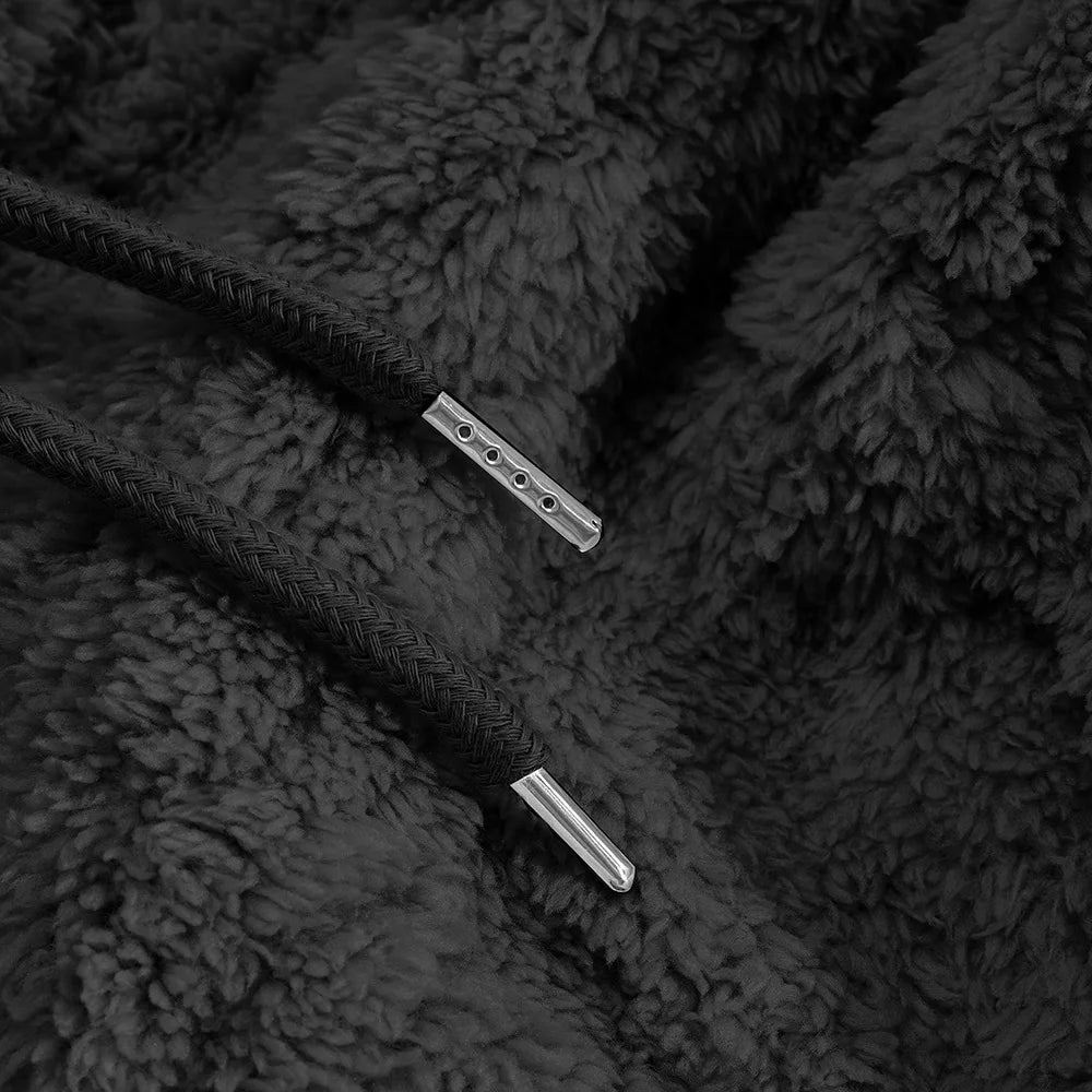 JUMPER leisure men's high street jacquard double-sided velvet hooded sports trend pullover sweater jacket