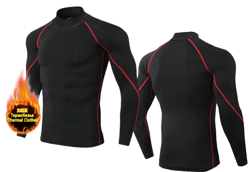 T-shirts Winter Man Compression Shirt Cycling Clothing Warmth Shirt Warm Bottoming Shirt Men Compression T-Shirt Gym Sportswear 2024 New