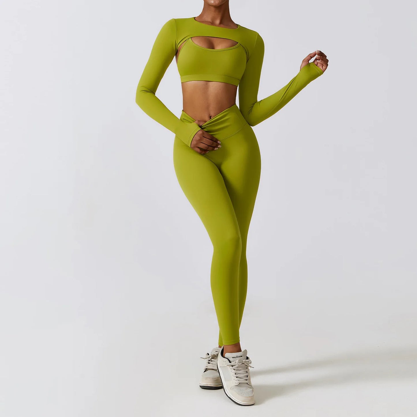 Legging Women's Sportswear Yoga Set Workout Clothes Athletic Wear Sports Gym Legging 2/3PCS Fitness Bra Crop Top Long Sleeve Yoga Suit