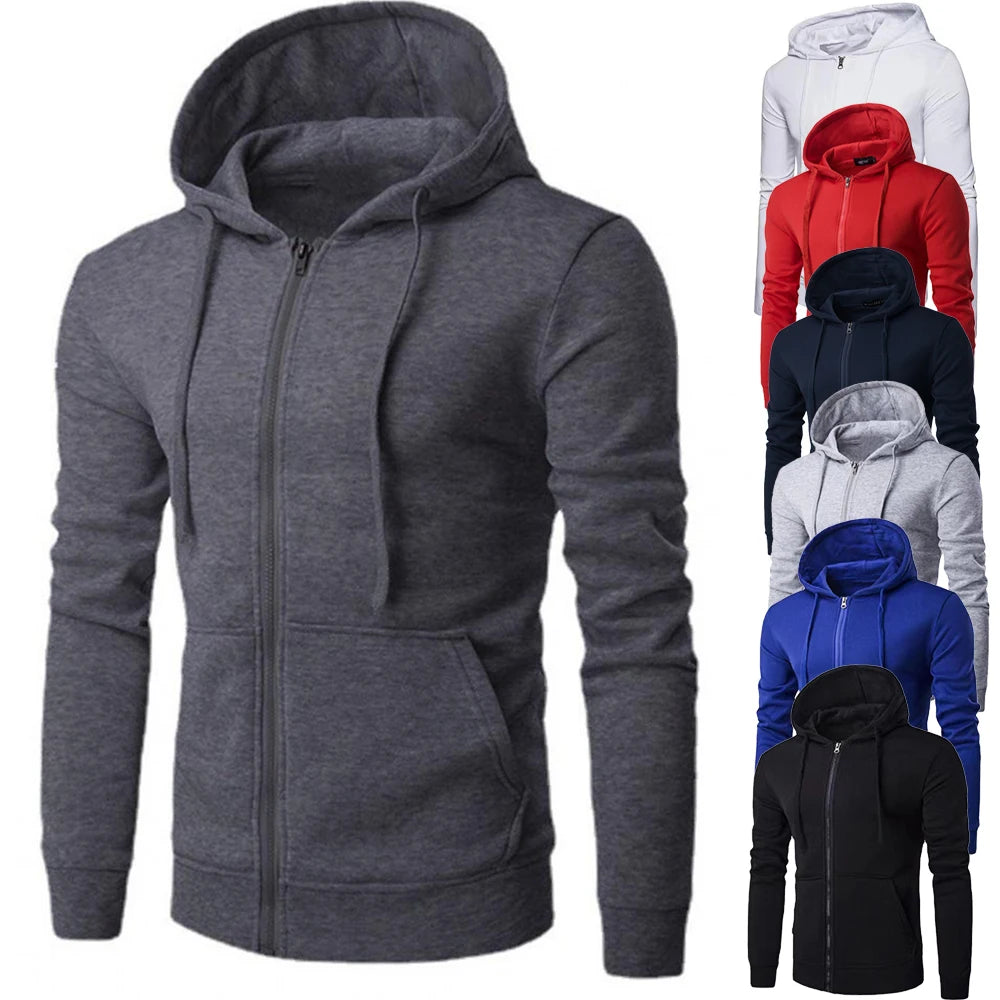 JUMPER Men Sweatshirts Long Sleeve Jacket Hoodie Zipper Closure Jacket Male Hoodies Sweatshirt Slim Fit Male Clothing