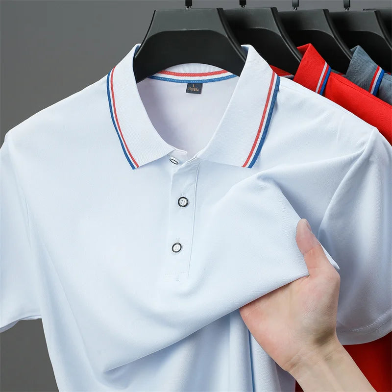 Polo New Men's Casual Solid Color Short Sleeved Polo Shirt Summer Fashionable and Comfortable Versatile Top