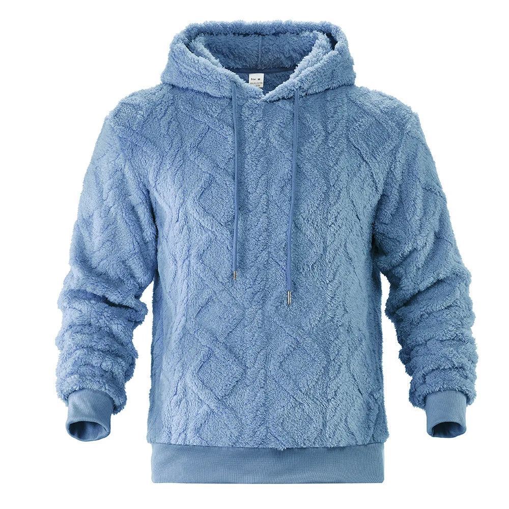 JUMPER  leisure men's high street jacquard double-sided velvet hooded sports trend pullover sweater jacket