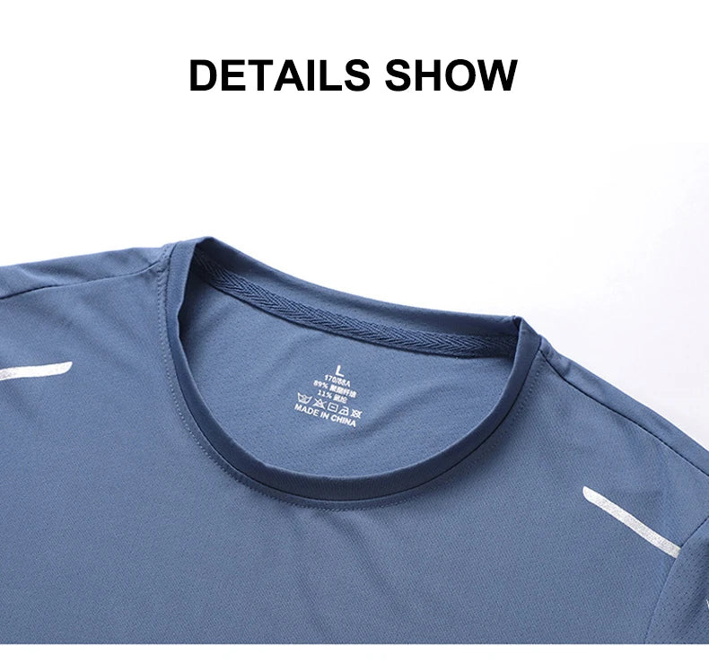 T-shirts Men's Running Quick Drying T-shirts Breathable Hiking Fishing Tees Soft Elasticity Outdoor Sports Short Shirt Summer