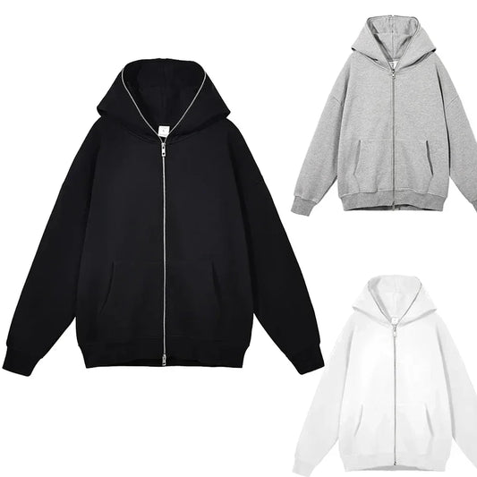 JUMPER Men's and women's full zip hooded jackets, zip hoodies, casual cardigans, streetwear hip-hop PVD, Y2K clothing, spring fashion