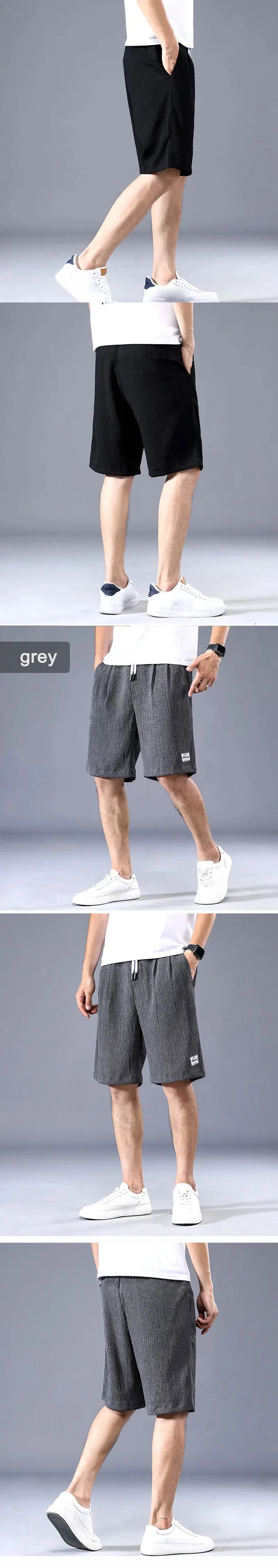 Shorts  Lce Silk Shorts Men's Thin Sports Cropped Pants Loose Straight Leg Cool Breathable New Fashion Trend Casual XL-XXXL