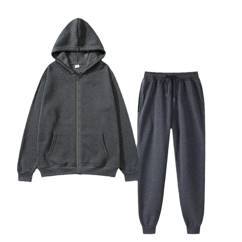 JUMPER New Solid Color Hoodie+pants Two-piece Set Womens Fashionable Casual Sports Set  Size S-3XL Female Suit