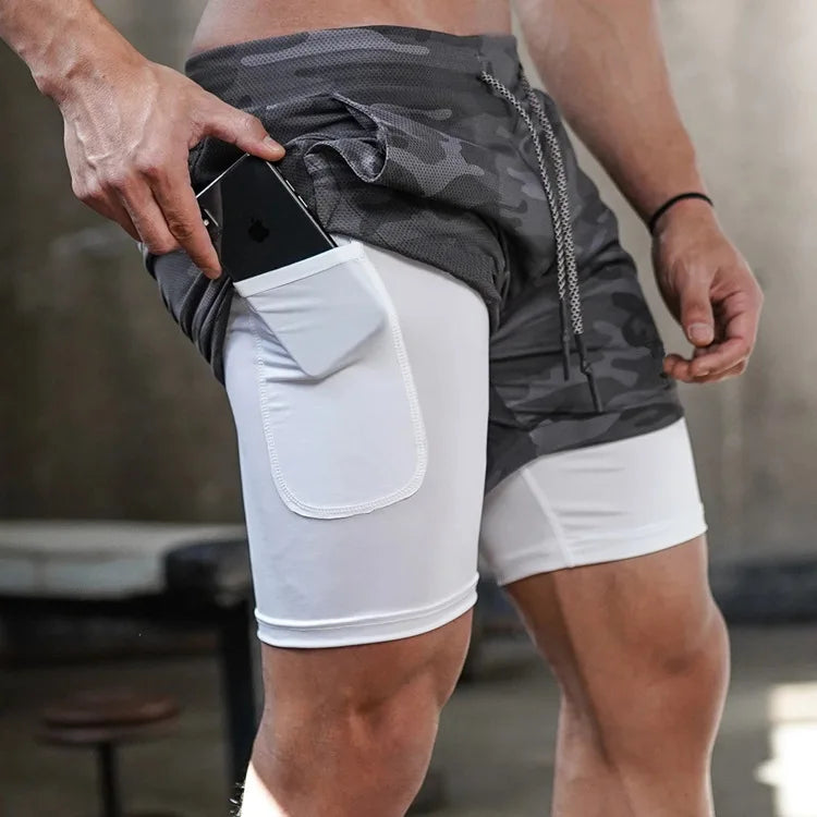 Shorts Camo Running Shorts Men Gym Sports Shorts 2 In 1 Quick Dry Workout Training Gym Fitness Jogging Short Pants Summer Men Shorts