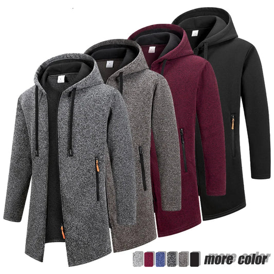 JUMPER Men's Hoodies Jacket Fleece Warm Zipper Hooded Sweatshirts Loose Casual Long Sleeve Coat Solid Color Outerwear