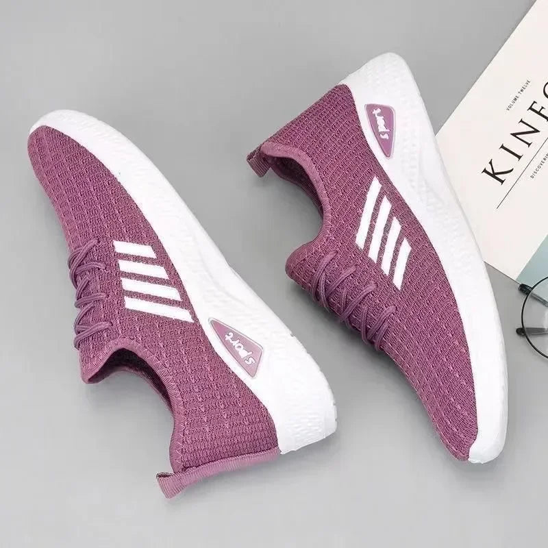 Women Sneakers Mesh Low-Top Running Sneakers with Air Mesh for Spring and Summer Women Flat Shoes