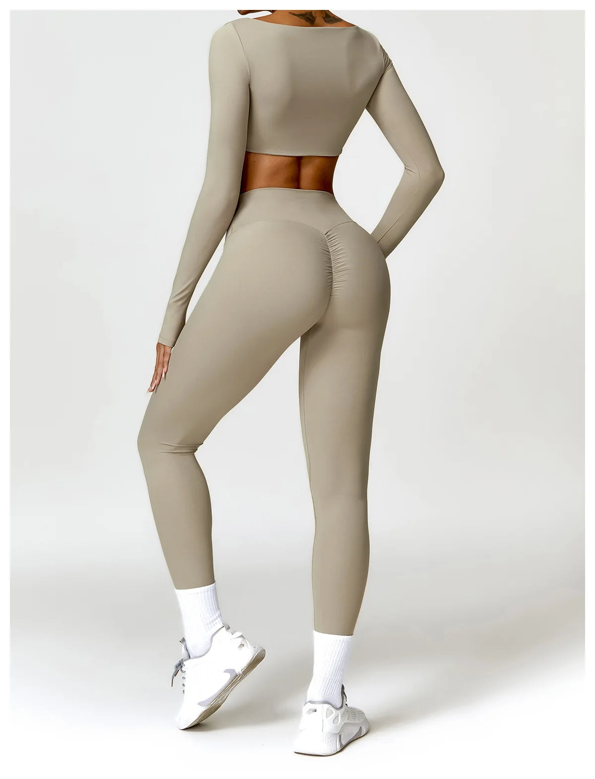 Legging Women Tracksuit Yoga Set 2PCS Sportswear Workout Clothes Athletic Wear Gym Legging Fitness Bra Crop Top Long Sleeve Sports Suits