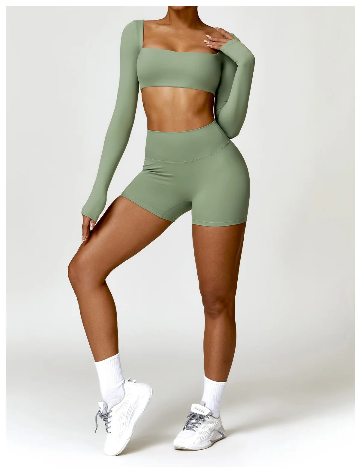 Legging Women Tracksuit Yoga Set 2PCS Sportswear Workout Clothes Athletic Wear Gym Legging Fitness Bra Crop Top Long Sleeve Sports Suits