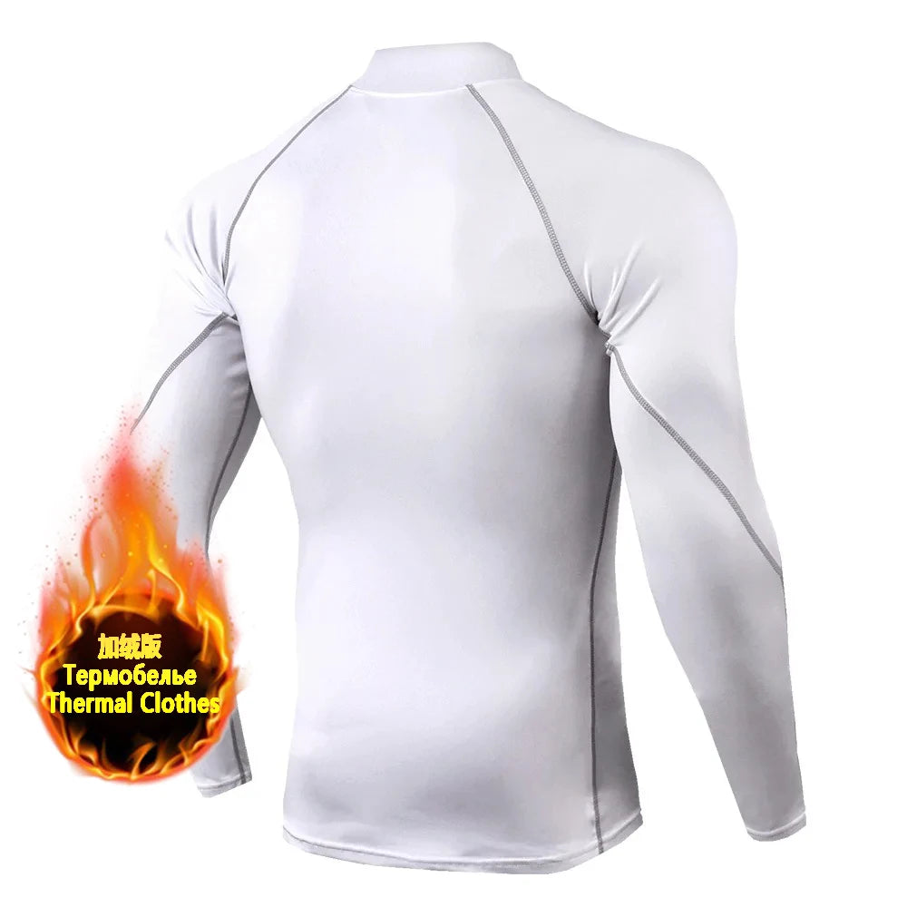 T-shirts Winter Man Compression Shirt Cycling Clothing Warmth Shirt Warm Bottoming Shirt Men Compression T-Shirt Gym Sportswear 2024 New