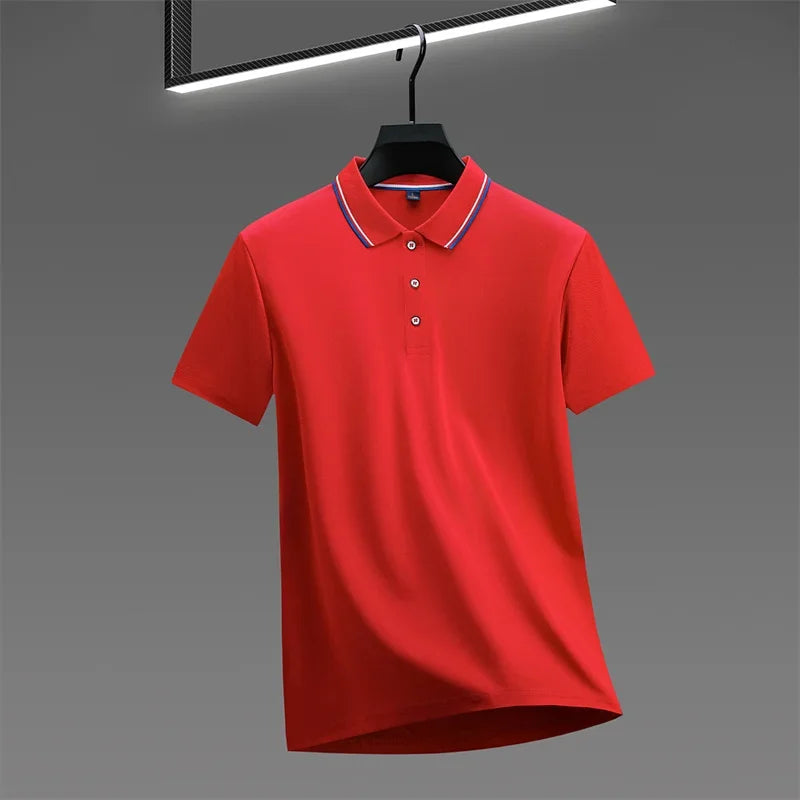Polo New Men's Casual Solid Color Short Sleeved Polo Shirt Summer Fashionable and Comfortable Versatile Top