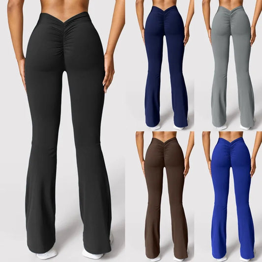 Leggings Fashion Micro Horn Leggings Women V-back Waist Sports Pants High Waist Push Up Butt Gym Pants Solid Slim Casual Leggings