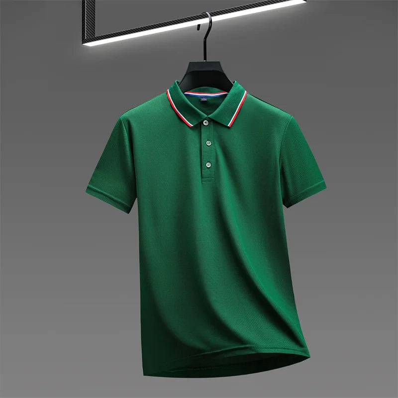Polo New Men's Casual Solid Color Short Sleeved Polo Shirt Summer Fashionable and Comfortable Versatile Top