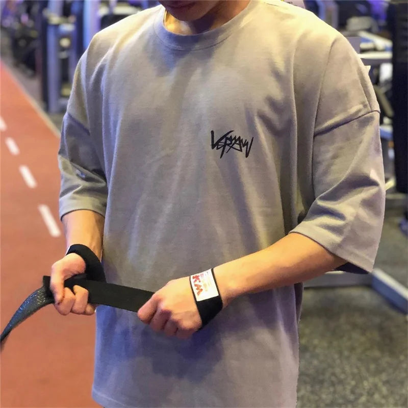 T-shirts Collar  sports  Oversize Cotton Summer Tee Training running shirt Man Streetwear Half Sleeve men T-shirt