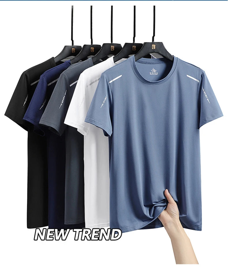 T-shirts Men's Running Quick Drying T-shirts Breathable Hiking Fishing Tees Soft Elasticity Outdoor Sports Short Shirt Summer