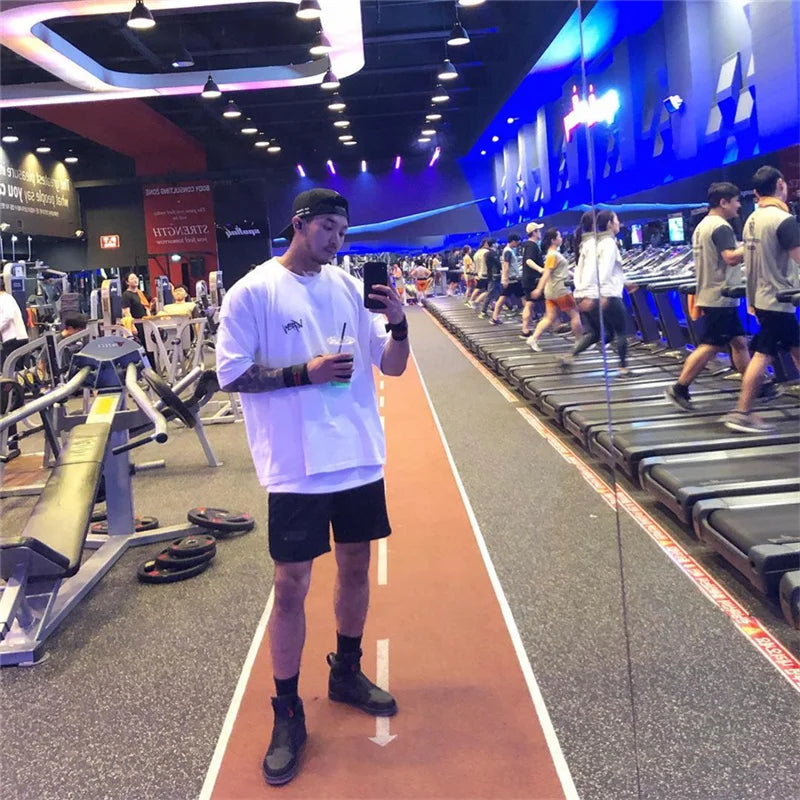 T-shirts Collar  sports  Oversize Cotton Summer Tee Training running shirt Man Streetwear Half Sleeve men T-shirt