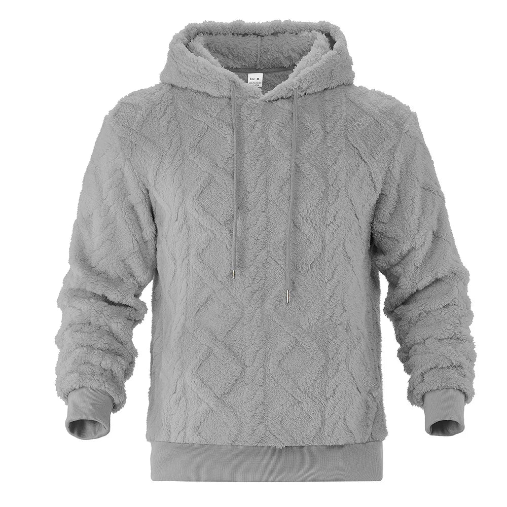 JUMPER  leisure men's high street jacquard double-sided velvet hooded sports trend pullover sweater jacket