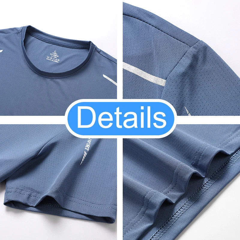T-shirts Men's Running Quick Drying T-shirts Breathable Hiking Fishing Tees Soft Elasticity Outdoor Sports Short Shirt Summer