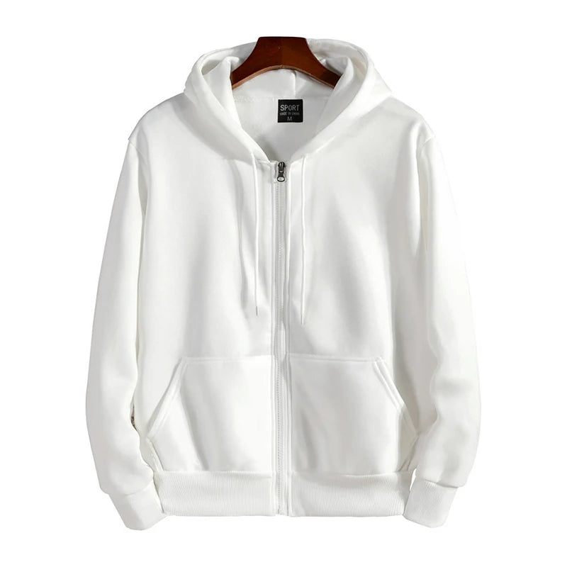 JUMPER Zipper Hoodies Autumn Winter Men's New Long Sleeve Hooded Sweatshirt Fashion Casual Male Outfit Sportwear Loose Fit Clothes