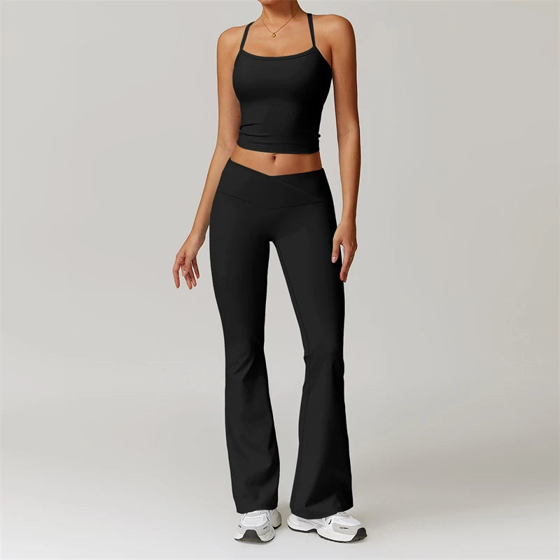 Legging 2 Piece Yoga Clothes Women's Tracksuit Athletic Wear Pilates Fitness Suit Gym Workout Sets Push Up Sports Bra Leggings Suit
