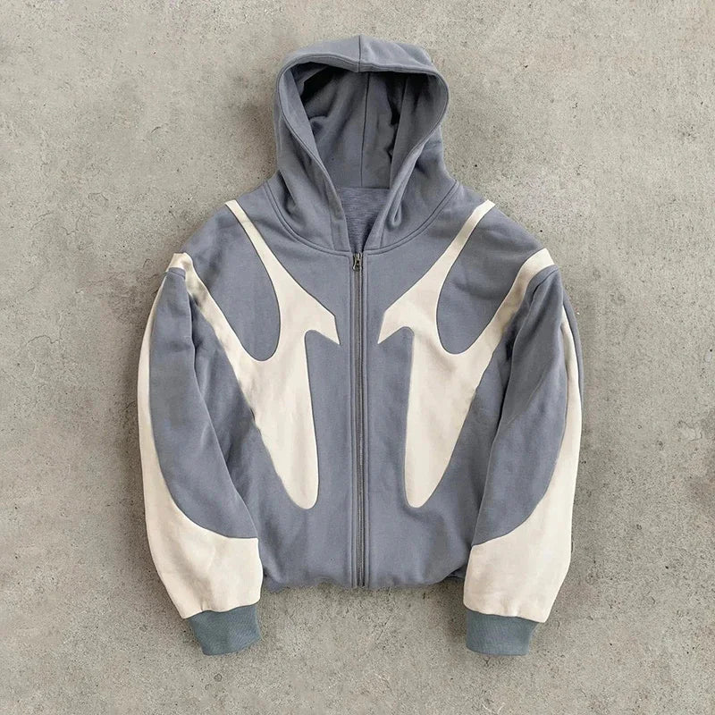 Hoodies Women American  Retro Letter Printed Devil Pattern Hoodie Y2k Harajuku Casual Couple Zipper Hoodies Sweatshirt Fashion Street Clothing