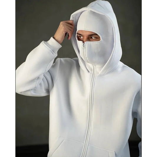 JUMPER Men and women Balaclava Y2K Gothic Harajuku winter new item double hooded sweatshirt men's hooded mask zipper sportswear