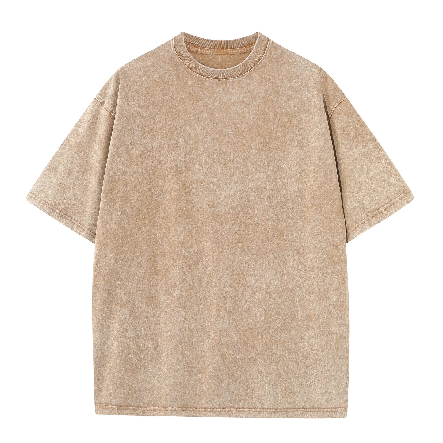 Men Short Sleeve summer pure cotton distressed retro drop shoulder T-shirt solid color loose casual breathable men's casual T-shirt tops